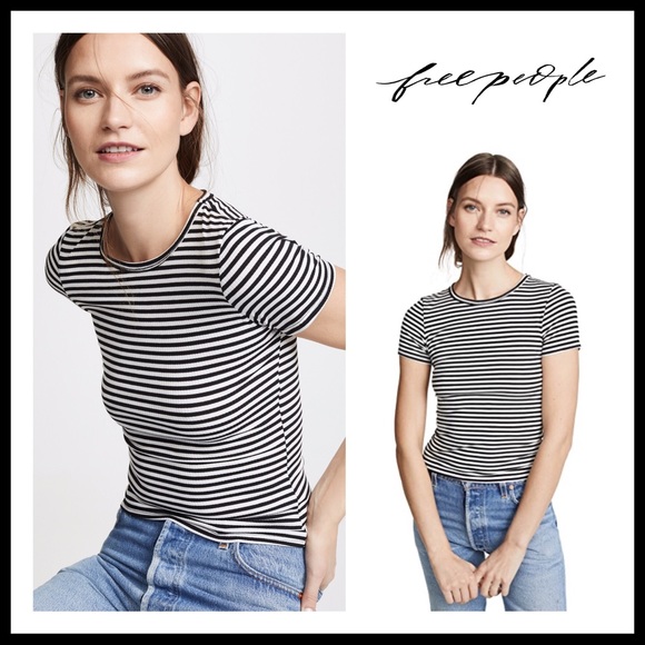 Free People Tops - FREE PEOPLE BOHO STRIPE TEE RIB KNIT TOP A2C